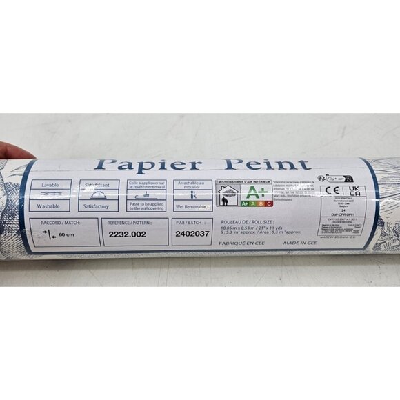 New Charles Burger Wallpaper Blue Toile 21" x 11 yards Ballon de Gonesse - Picture 4 of 6